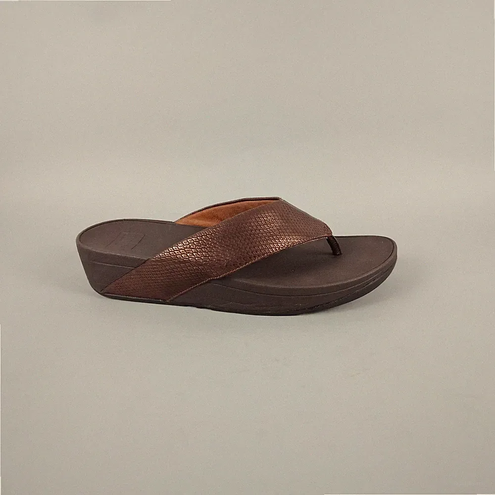 FitFlop Damen-Sandalen Größe 7 braun Kunstleder Zehensteg bequem getönt