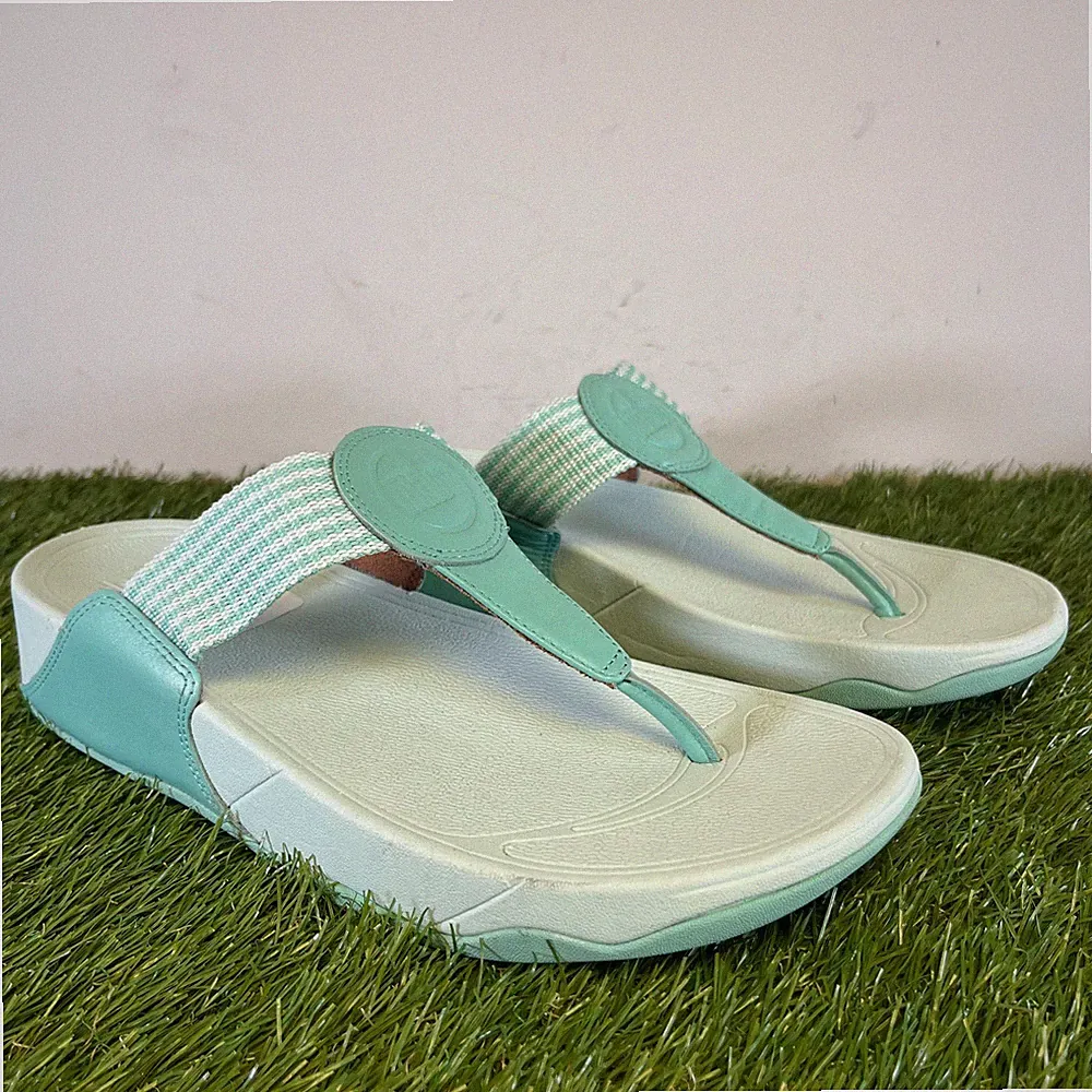 FitFlop Flip-Flop Sandalen Größe 8 Damen Sea Foam grün Walkstar Gurtband Zehensteg