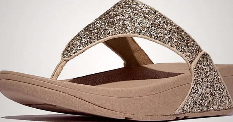FITFLOP GRÖSSE 3 5 7 LULU MEHRFARBIG GLITZER BEIGE MIX TONING SANDALEN FLIP FLOPS