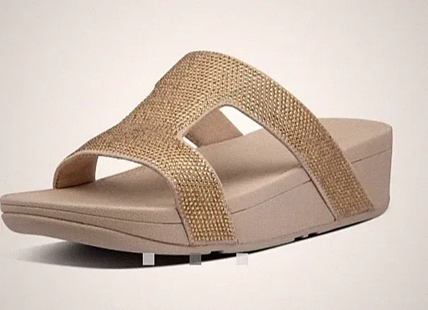 FITFLOP GRÖSSE 3 - 8 MELIERT GOLD STRASS SLIDE TONING SANDALEN FLIP FLOPS SLIDER