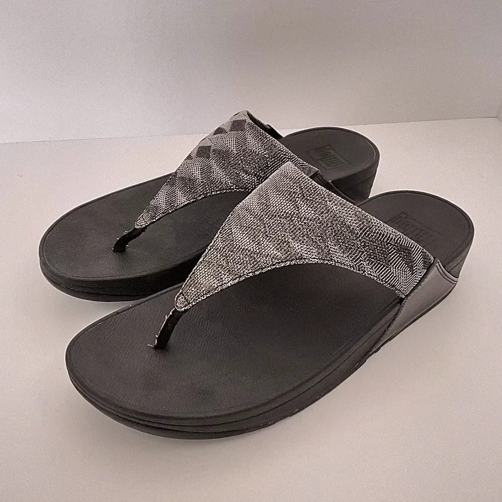 Fitflop Lulu silber/grau Zehenstegsandalen UK Größe 8 EU 42 Riemen-Flip-Flops