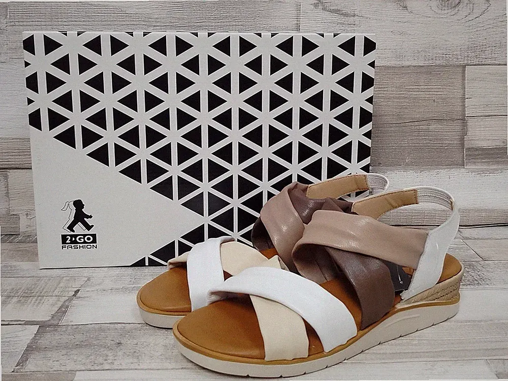 flache Leder Sandalette Riemchensandalen weiß beige braun Keilabsatz
