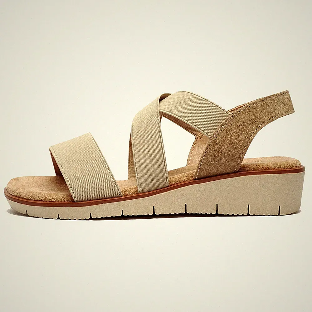 Fleet & Foster Freesia Damen Sandalen Veloursleder Memory Foam Keilabsatz
