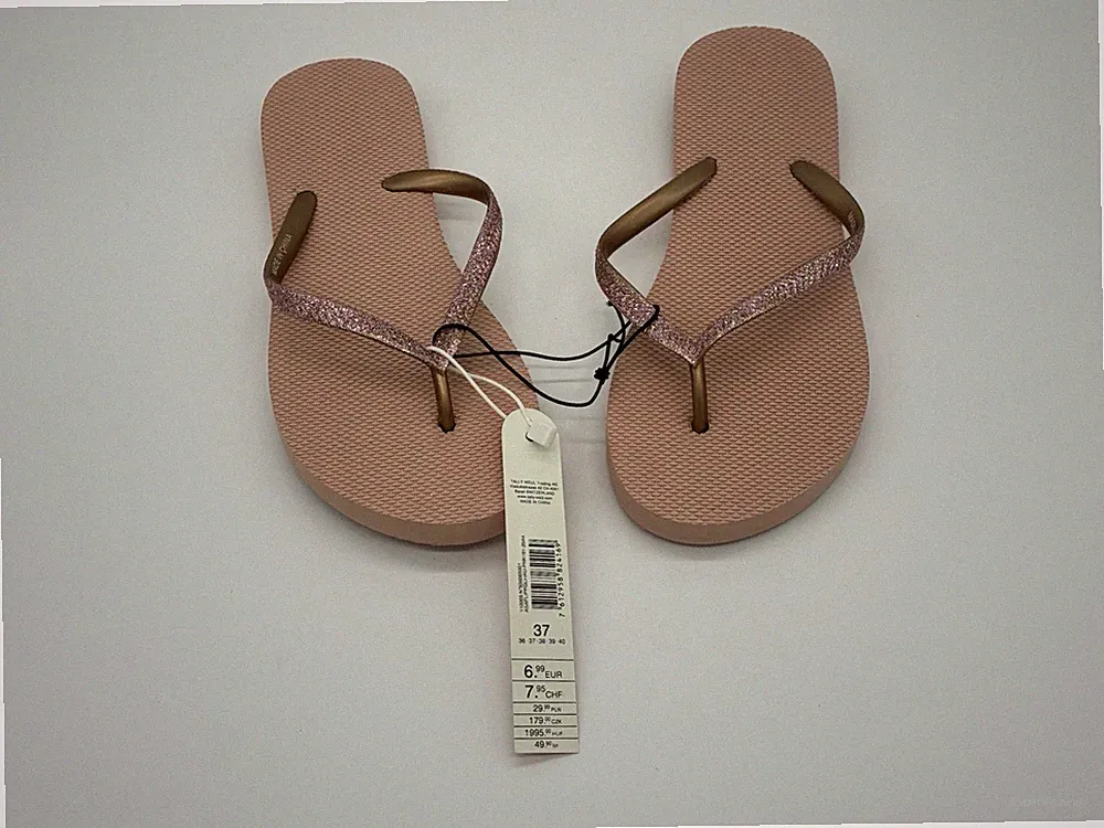 Flip Flops Damen Größe 37 Rosa Glitzer Riemen Sommer Sandalen Beach Y2K