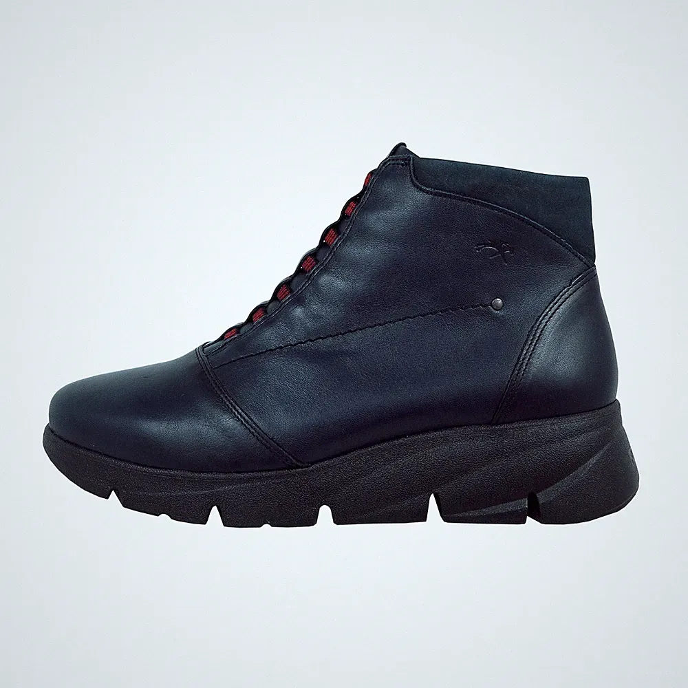 Fluchos Bona F1358 Damen-Boots Mit Plattform Blau Echtleder, Absatz 4 cm