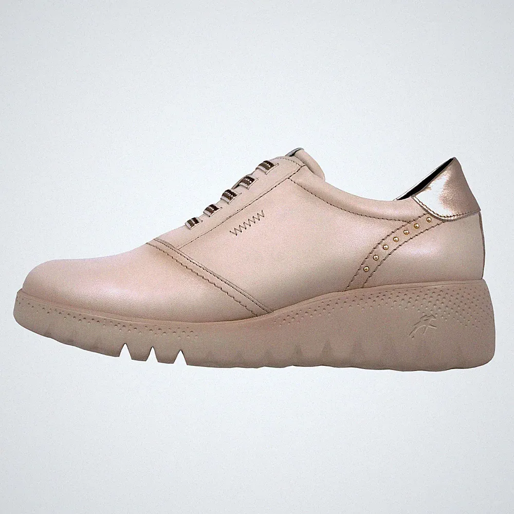 Fluchos Damen Lederschuhe Beige mit Keilabsatz 4 cm F2096