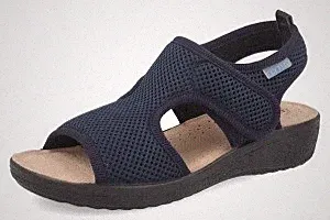 Fly Flot Damen Sandalen aus elastischem Netz mit Riemchen und Keilabsatz - 2001 (blau)