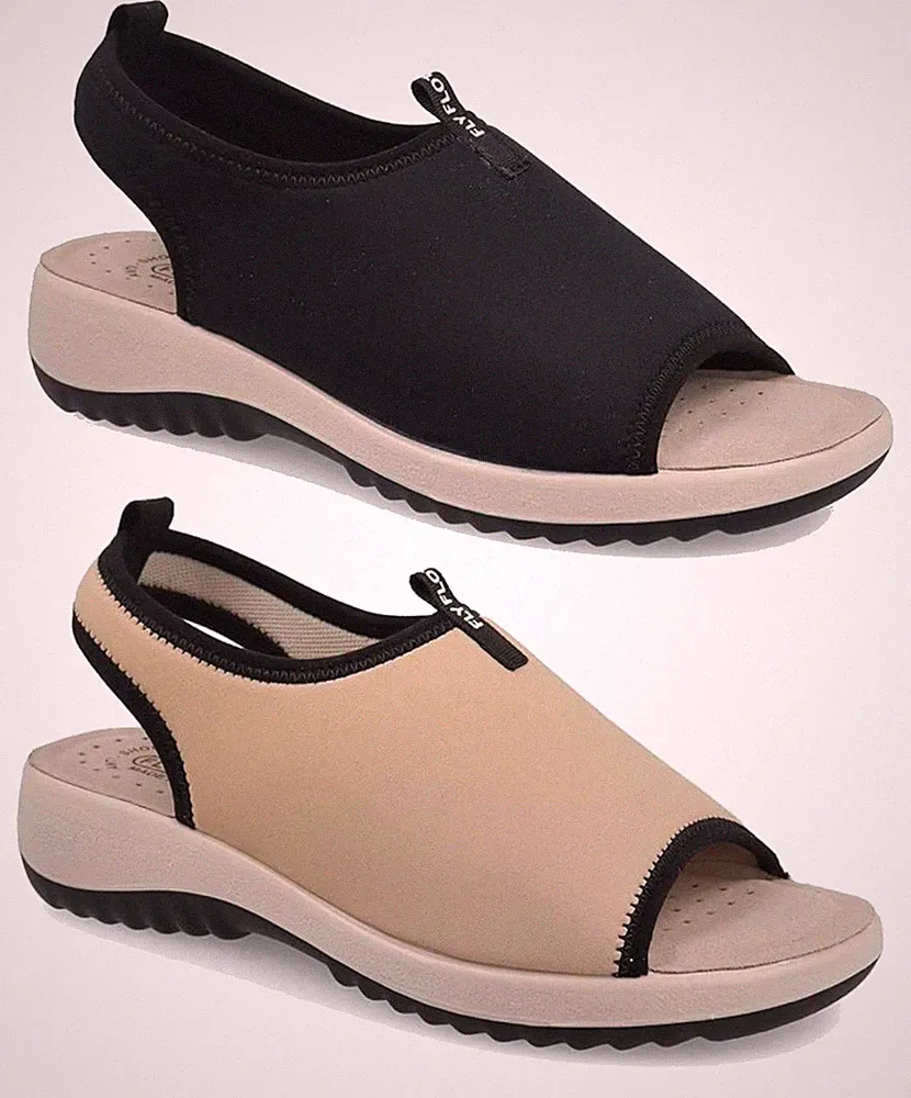 Fly Flot Damensandalen Offen Spitze Kork Keilabsatz 4 cm Made in Italy