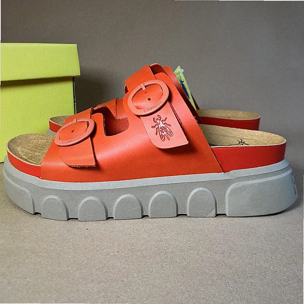 Fly London Cide946Fly Damen-Ledersandale Schnalle Scarlet 5 UK