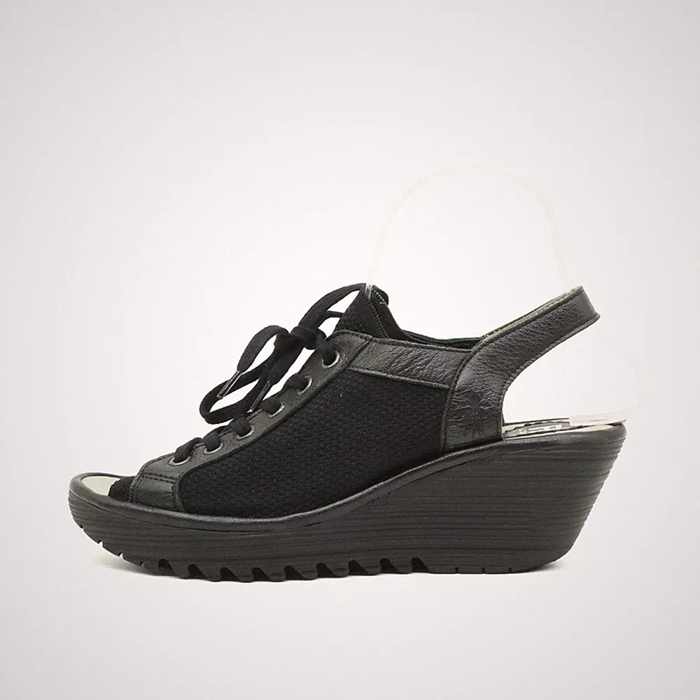 FLY LONDON Damen Sandalen EU 38 Schwarz Atmungsaktiv Komfort-Fußbett