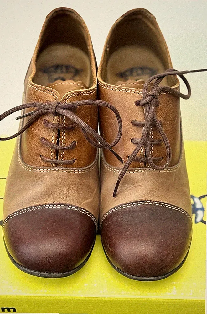 FLY London Halbschuhe Schnürschuhe Leder braun EU 37 Keilabsatz