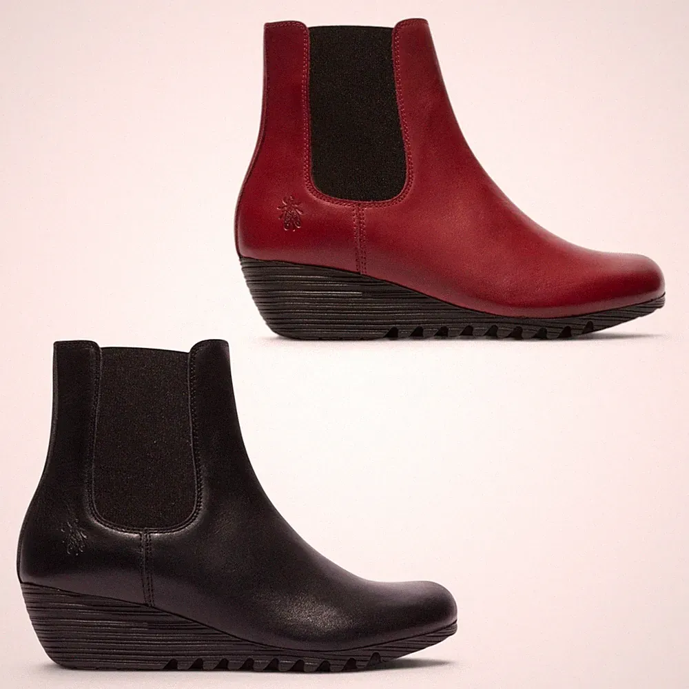 Fly London ORFU496 Damen Chelsea Boots Leder Stiefelette Keilabsatz 3,5 cm