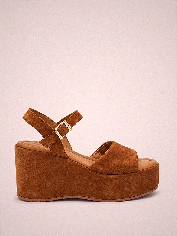 Frau Damen Sandalen mit Keilabsatz Wildleder