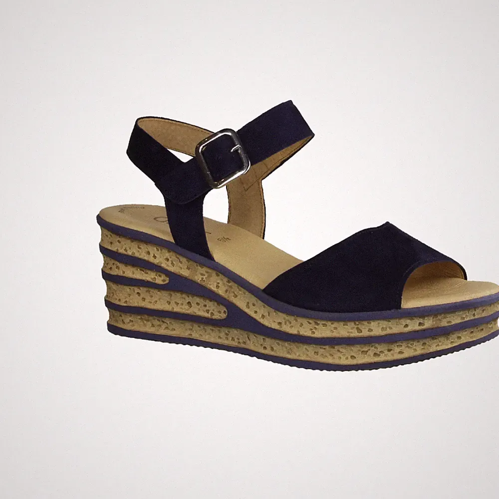 Gabor 44651-16 Sandaletten, Damen, Atlantik (Blau), Leder, Keilsandalette