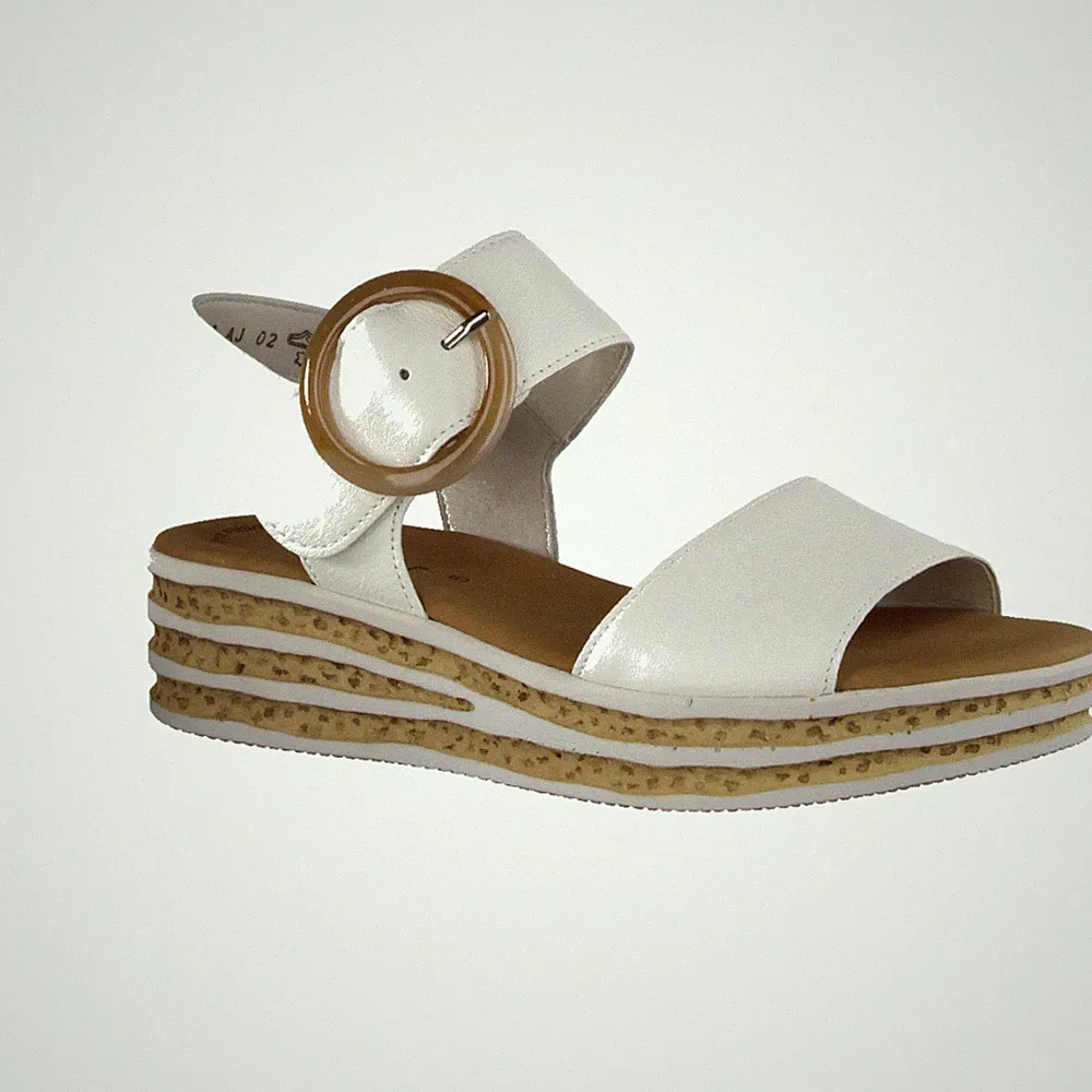 Gabor 64550-20 Keilsandalette, Damen, Latte (Weiß), Leder, Sandalen - / leder