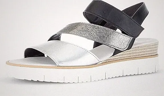 Gabor 84.674 Nappaleder Riemchensandalen Schuhe Gr. 42 silber schwarz