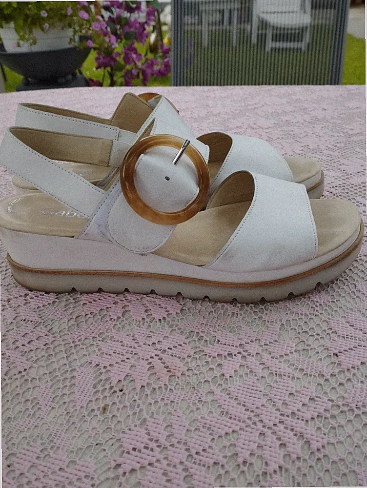GABOR BEST FITTING SANDALEN WEISS 41 7 ECHTES LEDER