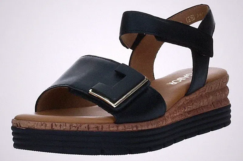 Gabor comfort Damen Sandalen 82.700.57 Schwarz (Uni Gold)