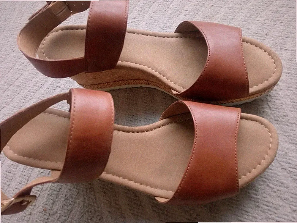 Gabor Damen Leder Keilabsatz-Sandalen braun Schnalle Riemchen EU 41 65.790.22
