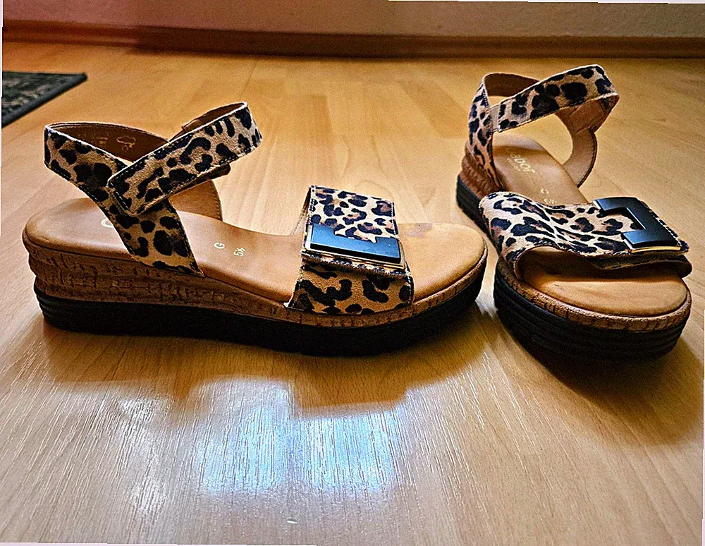 Gabor Damen Leo Sandalen Riemchen Leder Keilabsatz Klett EU 38,5 / 5,5 G