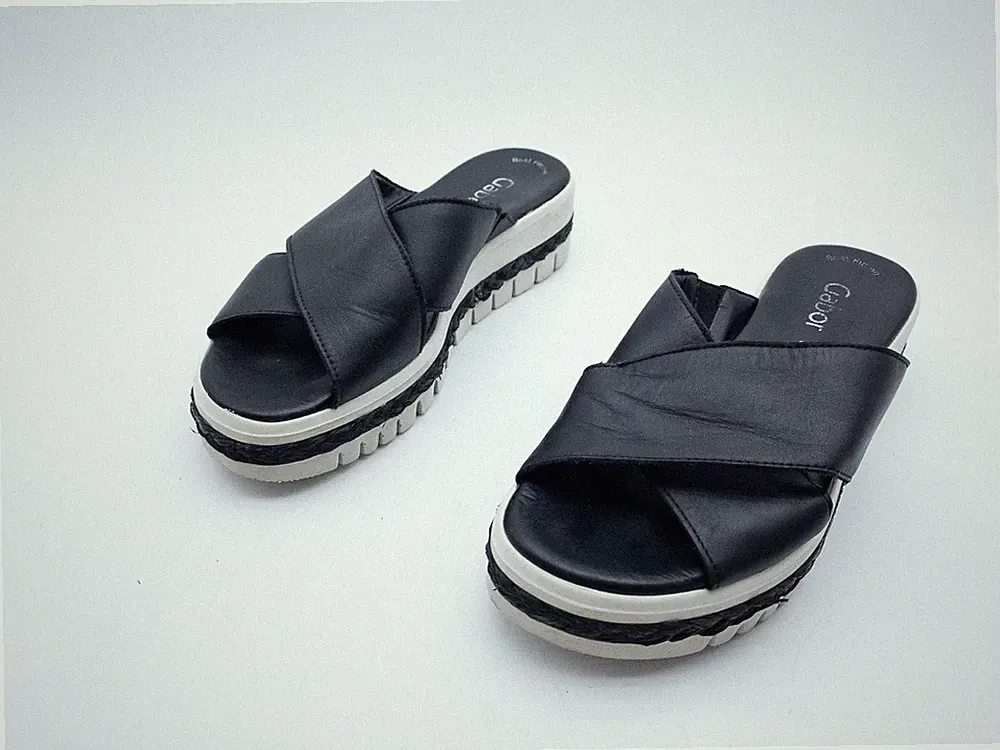 Gabor Damen Pantolette Sandale Sommerschuh Leder Schwarz Gr. 38 EU Art. 40167-98