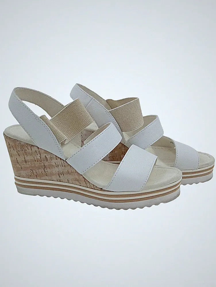 Gabor Damen Plateausandalen Weiß Gr. 37.5 Casual Keilabsatz Sandalen