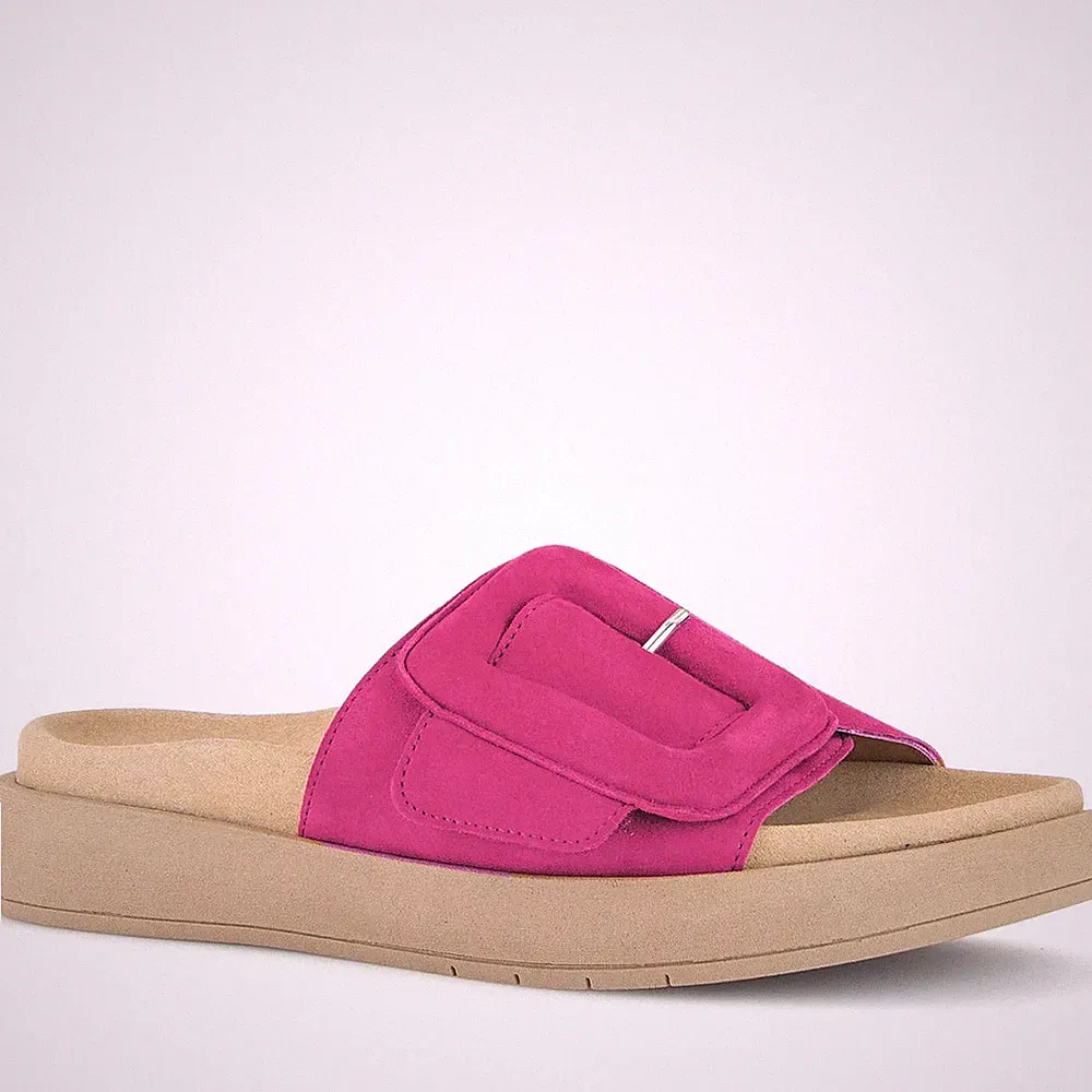 Gabor Damen Rosa Wildleder Keilabsatz Pantoletten Peeptoe Freizeit 63751-10