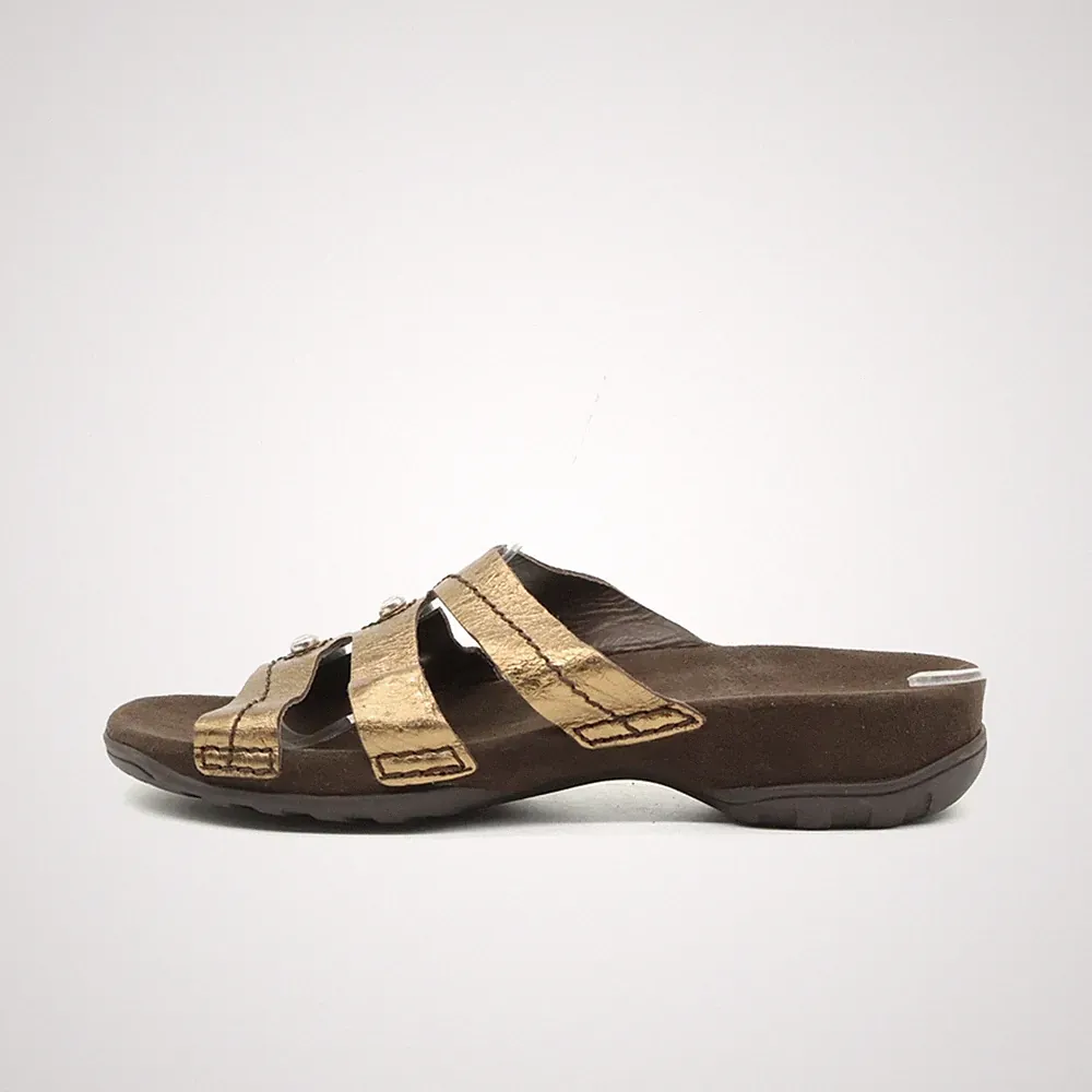 Gabor Damen Sandale EU 38 Komfort Gold/Braun Leder Bequeme Passform Sandalen