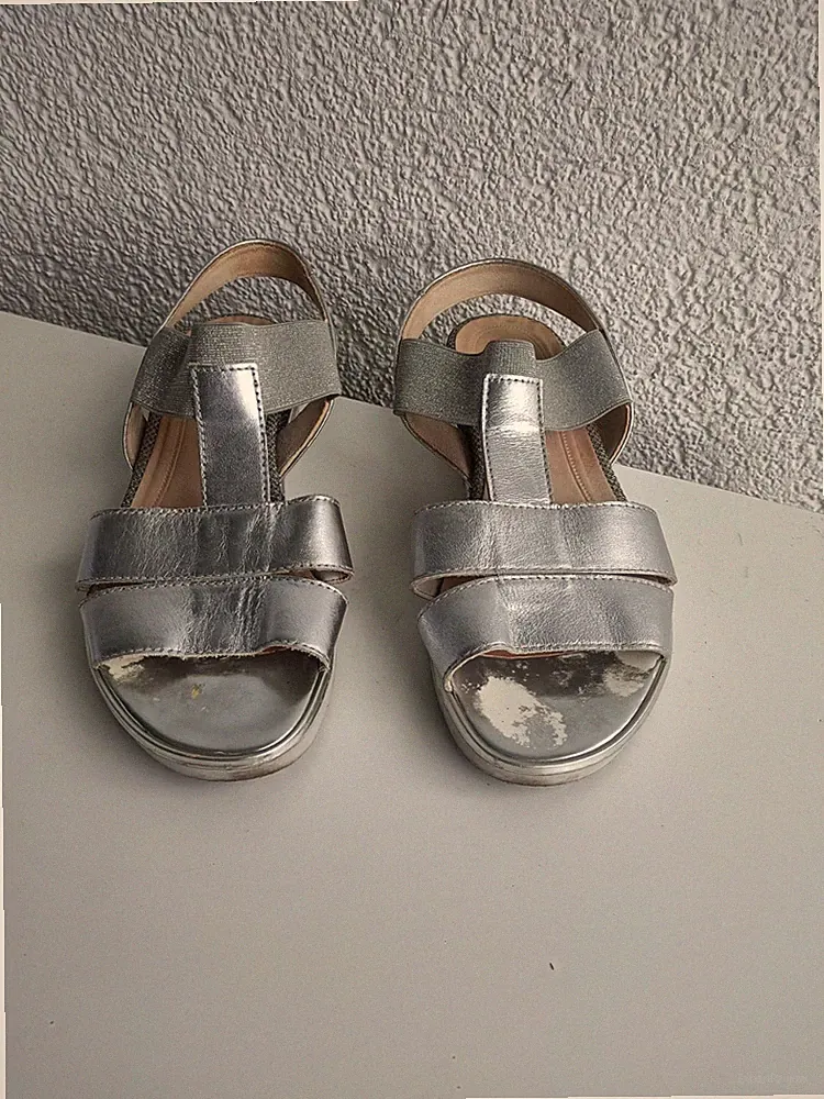 Gabor Damen Sandale Sandalette Gr. 37 UK 4 Silber