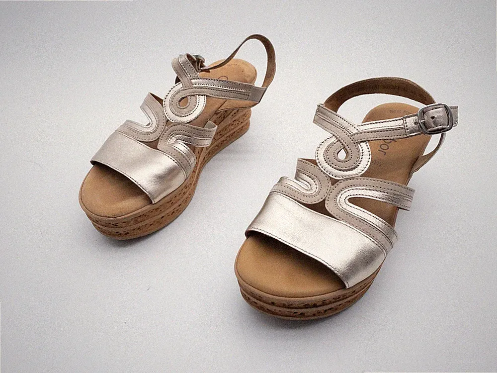 Gabor Damen Sandale Sandalette Halbschuh Leder gold Gr 37,5 EU Art 36468-99