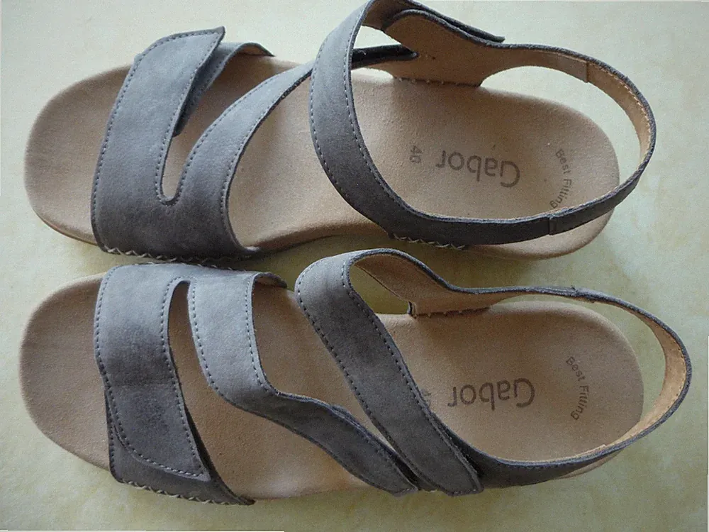 GABOR Damen Sandalen echtes Leder beige Sandaletten Best Fitting Gr. 40, wie neu