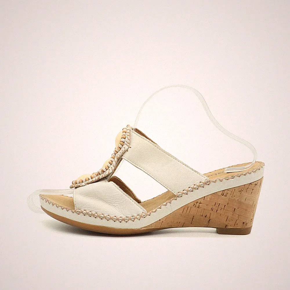 Gabor Damen Sandalen EU 38 mit Keilabsatz Creme Komfort