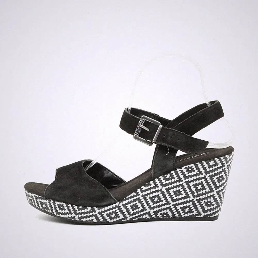 Gabor Damen Sandalen EU 39 Keilabsatz Sandale Schwarz Komfort