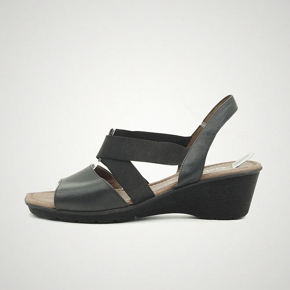 Gabor Damen Sandalen EU 40 Keilabsatz Sandale Schwarz Elastische Riemen Komfort