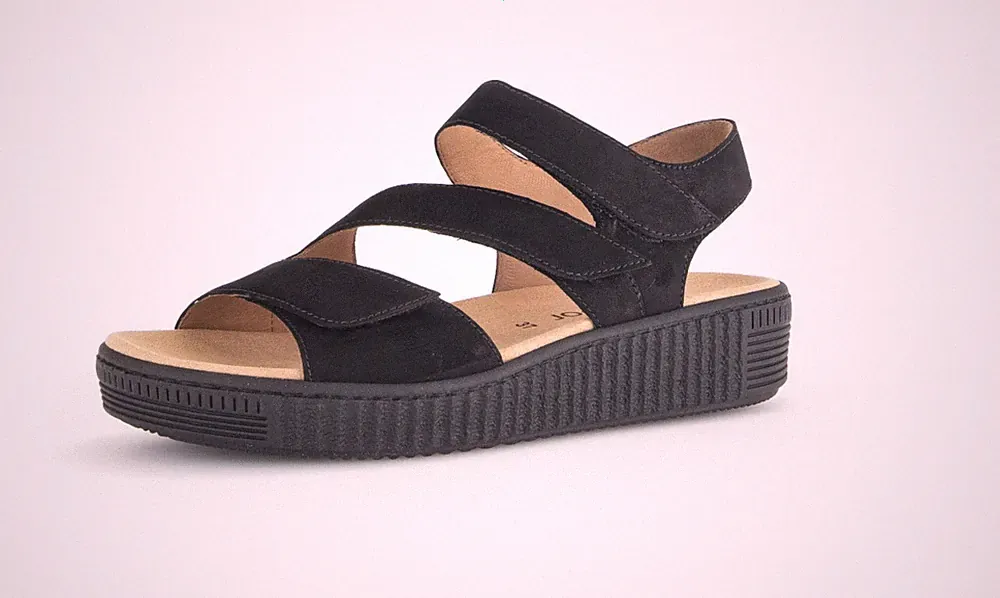 Gabor Damen Sandalen Sandaletten Best Fitting schwarz Leder Wechselfußbett