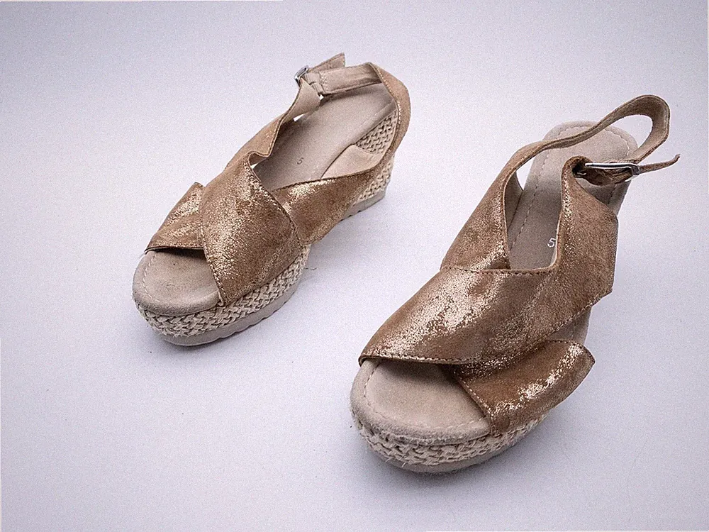 Gabor Damen Sandalette Sommerschuh Absatzschuh Leder Gold Gr. 38 EU Art.40472-99
