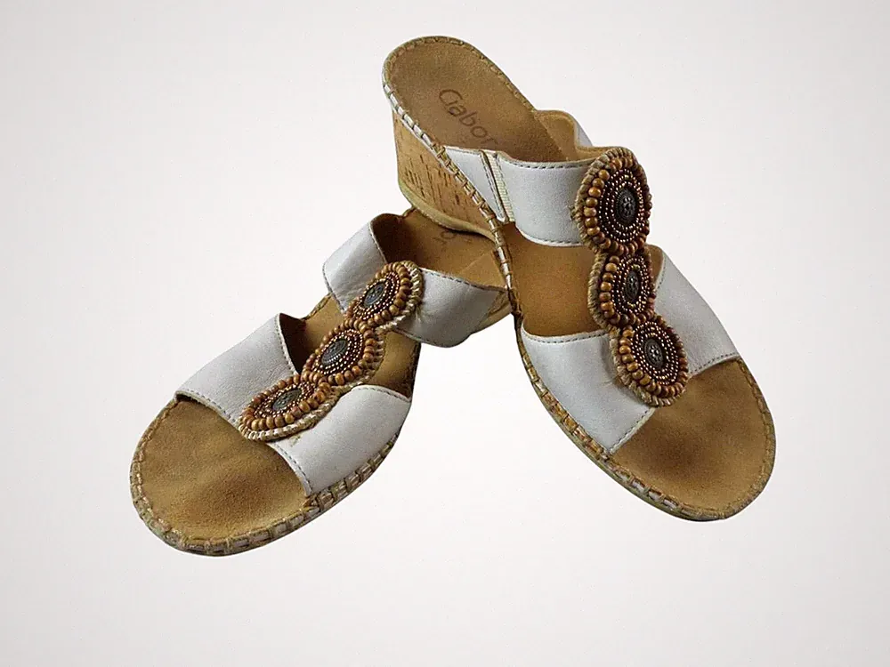 damen pantolette mit keilabsatz 6 cm weiß