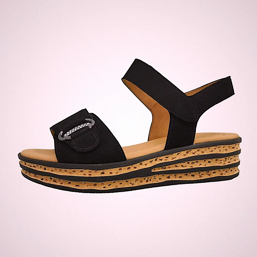 Gabor Damenschuhe Sandalen Hoch Sandalette Schwarz Freizeit