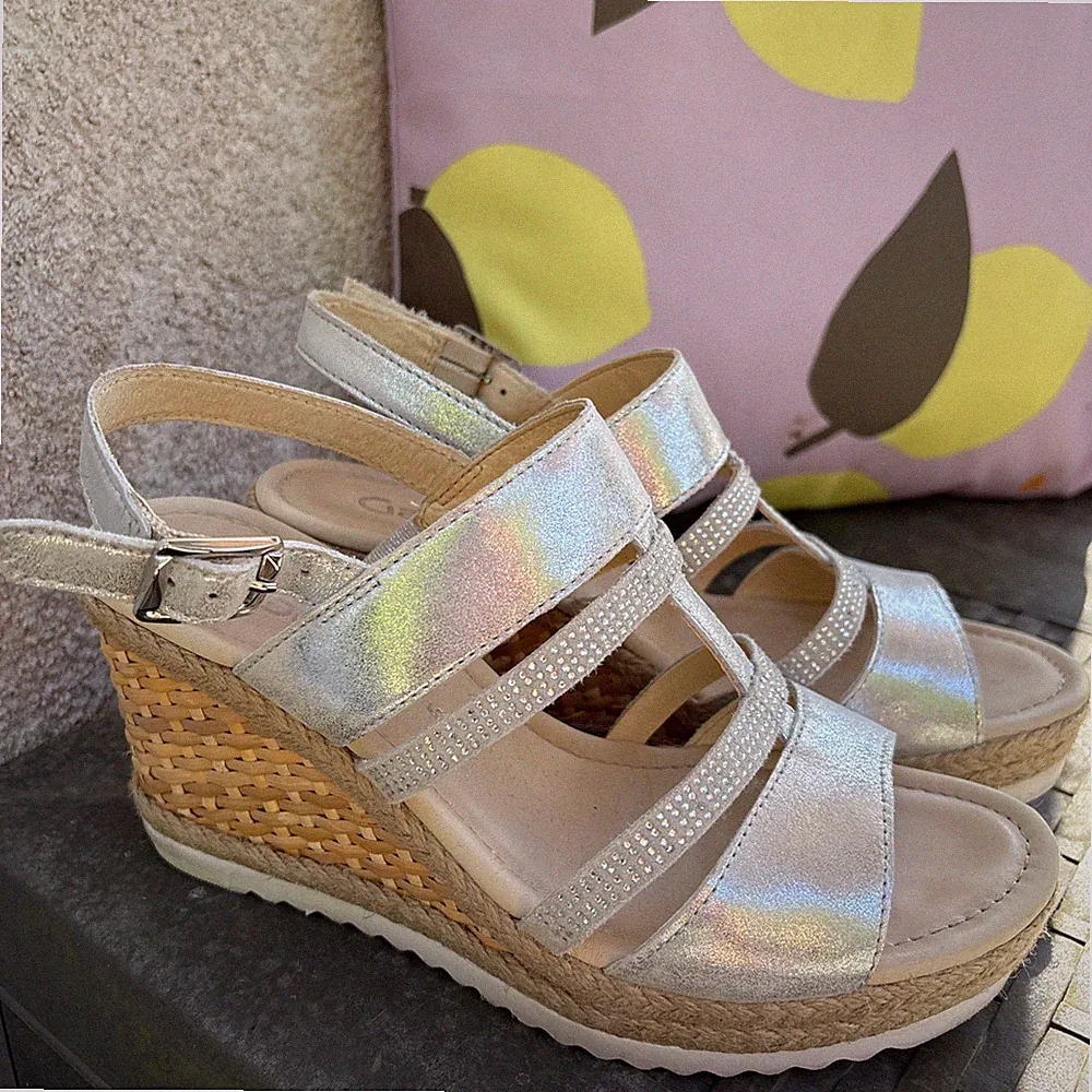 Gabor Keilsandale Wedge Sandalette Gr. 5 / Gr. 38 silber ❤️❤️❤️