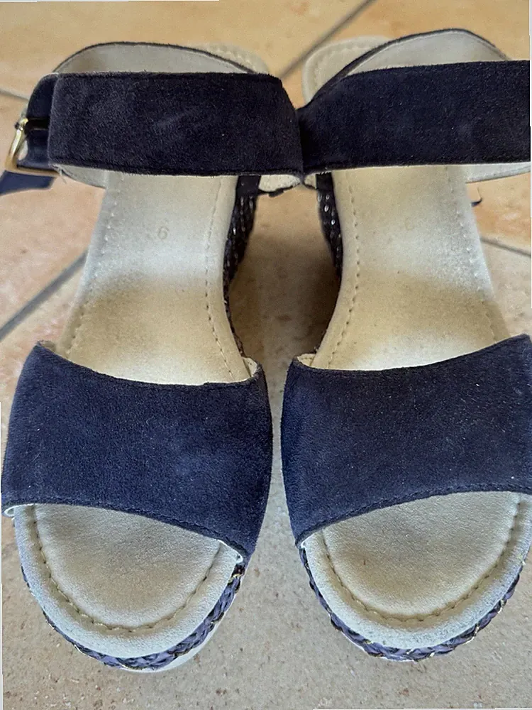 Gabor Keilsandalen Gr 39 Blau-Gold Sehr Guter Zustand Wie Neu