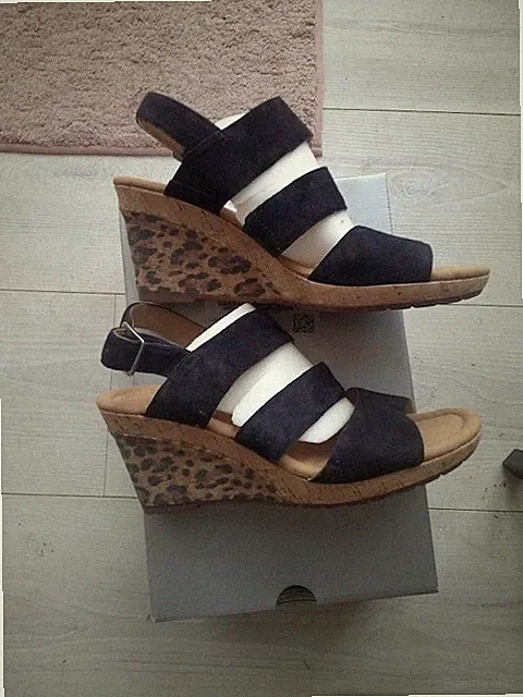 Gabor Leder Sandalette mit Keil Absatz Größe 6,5 Neu 8cm Absatz