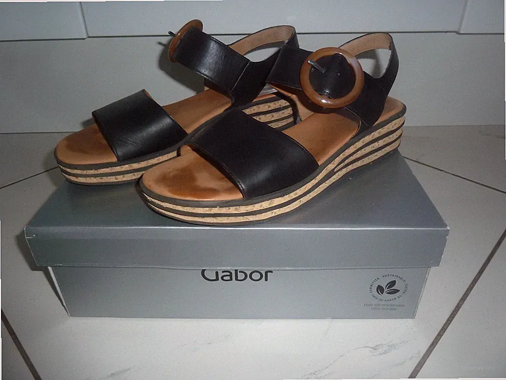 ★★★ Gabor Plateau Sandalen, schwarz in Größe 46, Top Zustand ★★★