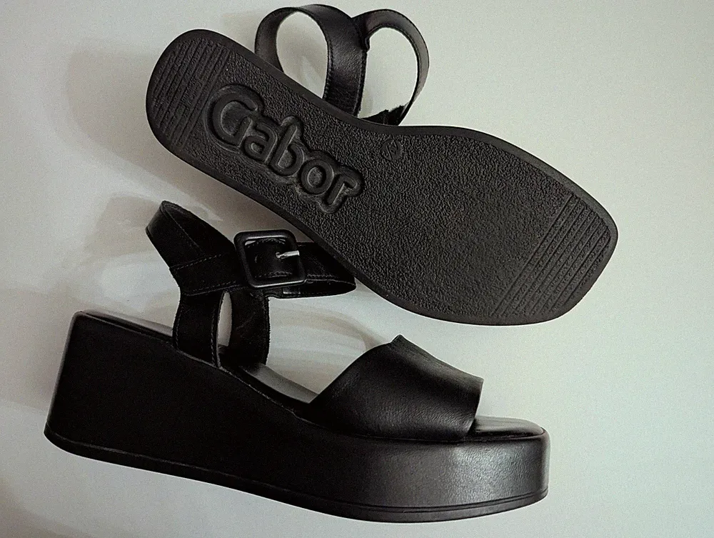Gabor Plateau Sandalette Wedges Schwarz 37,5