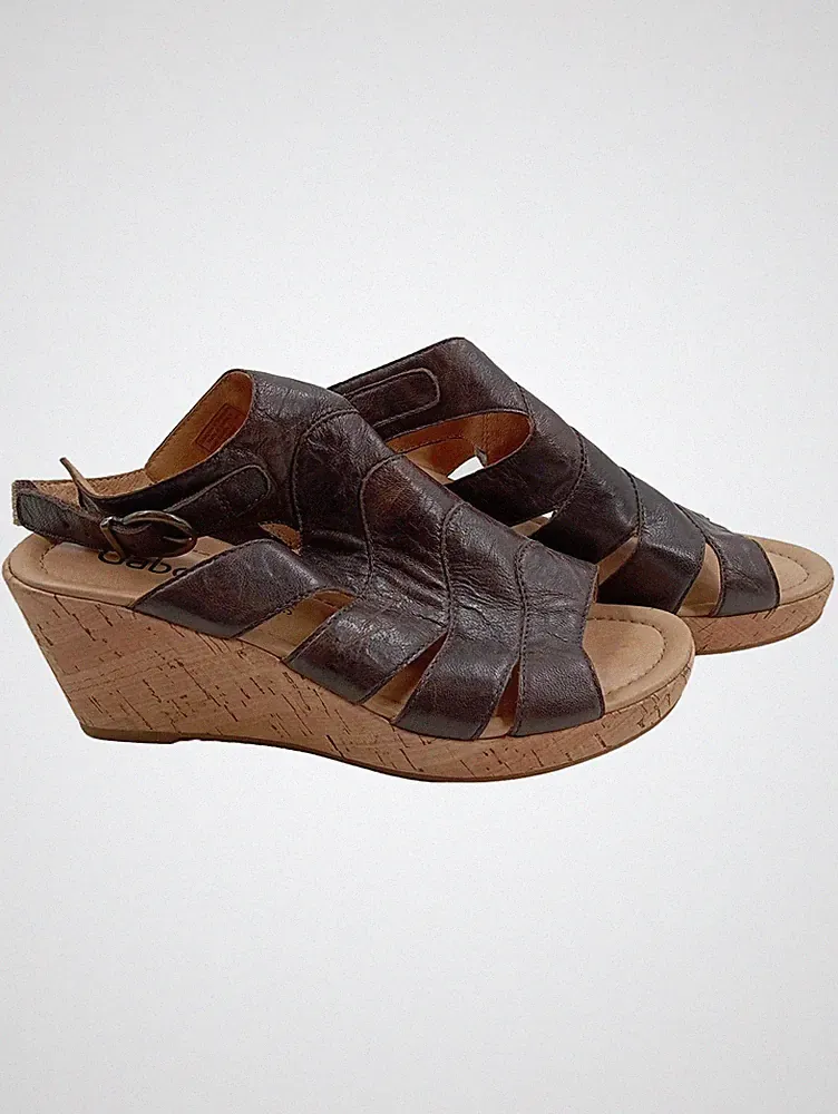 Gabor Plateausandalen Damen 38.5 Leder Riemchen Keilabsatz