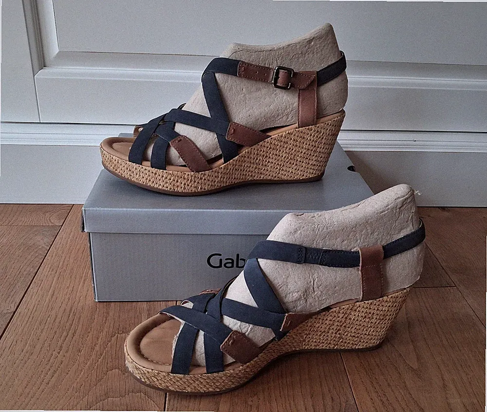 GABOR Plateausandaletten Gr. 9 Keilsandalette blau Keilplateau Sandale 43 Schuhe
