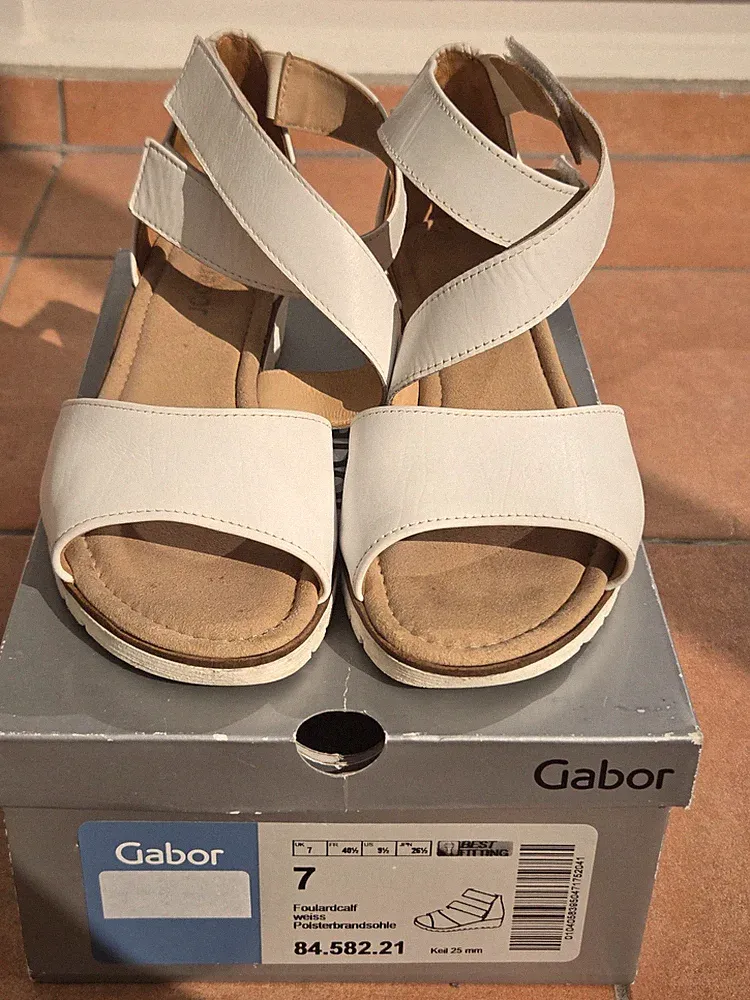 Gabor Sandale Damen Foulardcalf weiss Gr. 40,5 / 7 in OVP