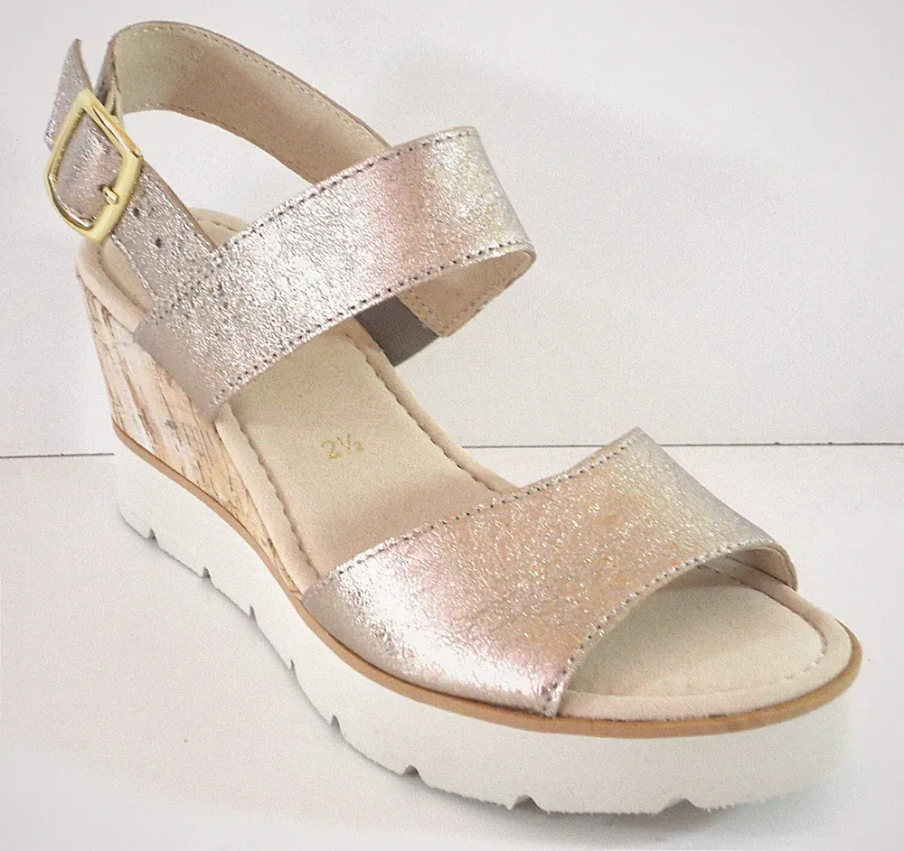 Gabor Sandale, Keilabsatz, Glattleder-Perlato beige, 85-764-62