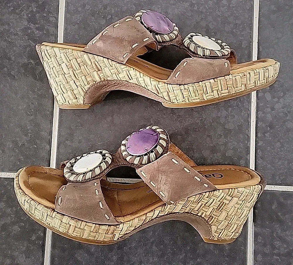 GABOR SANDALETTE Gr. 38 UK 5 LEDER 22-740/31 PANTOLETTE Keilschuhe Sommer-Schuhe