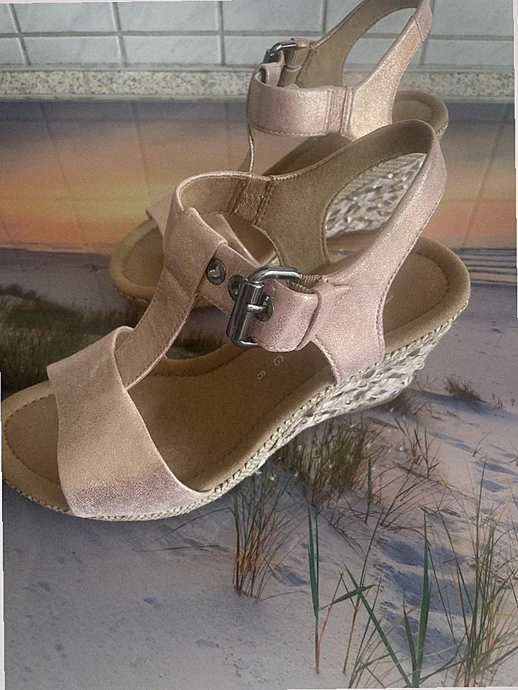 Gabor Sandalette,Roségold,Keilabsatz,NEU GR. 6🌟🌟🌟
