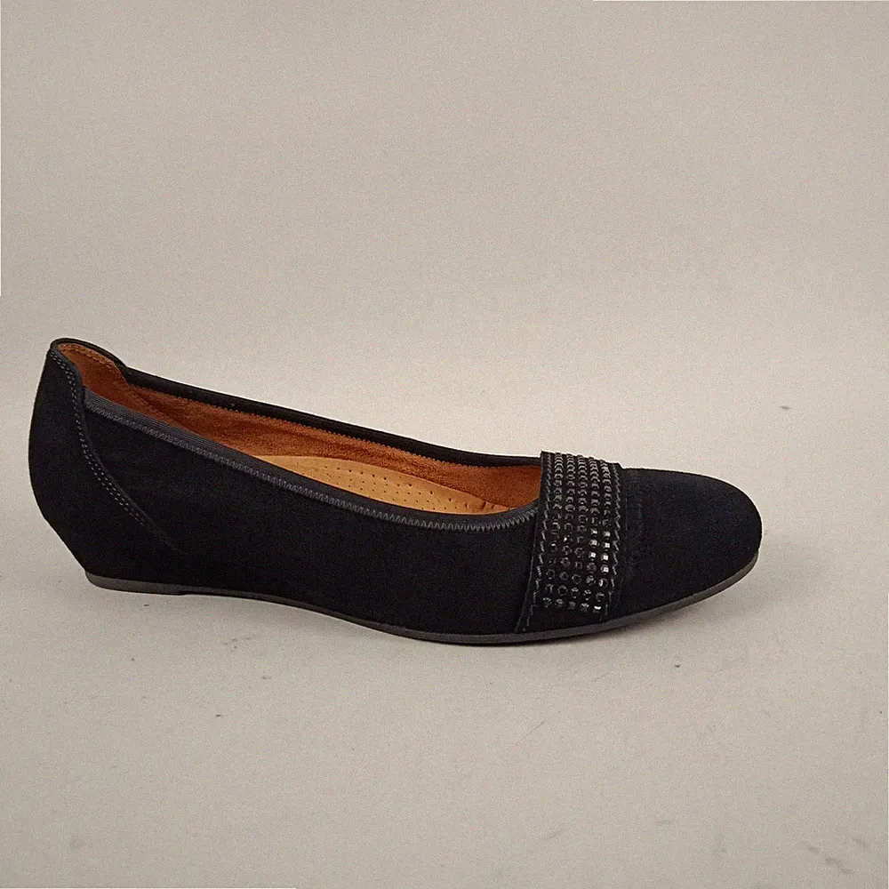Gabor Schuhe Damen Größe 7,5 Schwarz Wildleder Leder Pumps Keilabsatz Komfort Smart